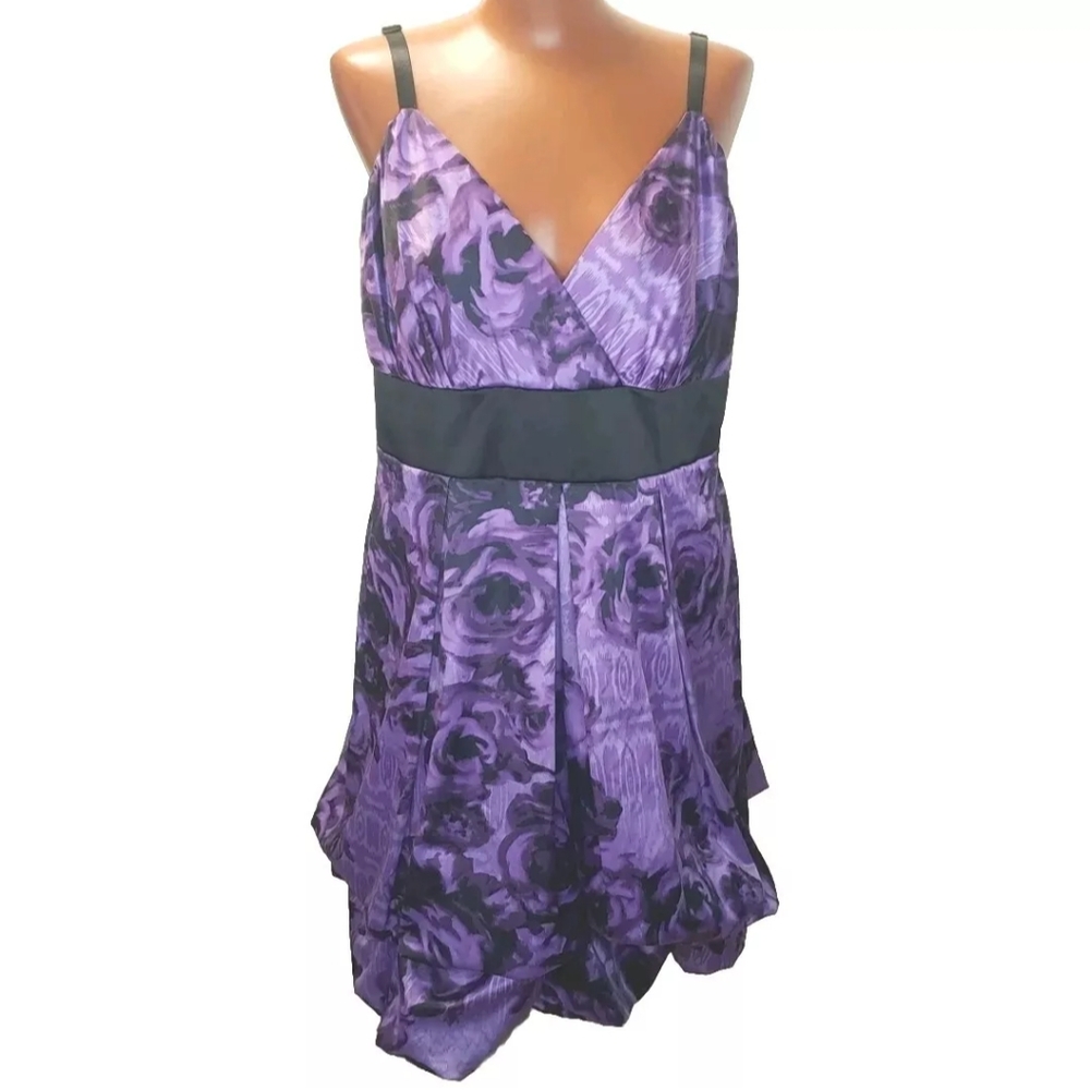 Vtg Y2k Torrid Mini Dress Woman Plus 18W Fairy Whimisgoth Bubble Hem Purple